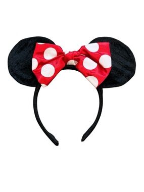 ☀️ Minnie Mouse Ear Headband with Red Polka Dot Bow